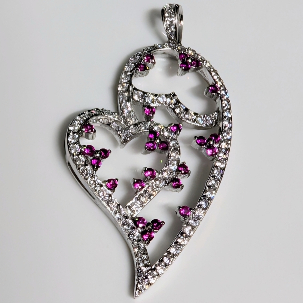 Nib! Large 925 Sterling Silver Hearts Pendant